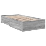 vidaXL Cadru de pat cu sertare gri sonoma 75x190 cm lemn prelucrat