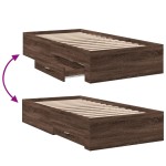 vidaXL Cadru de pat cu sertare stejar maro 75x190 cm lemn prelucrat