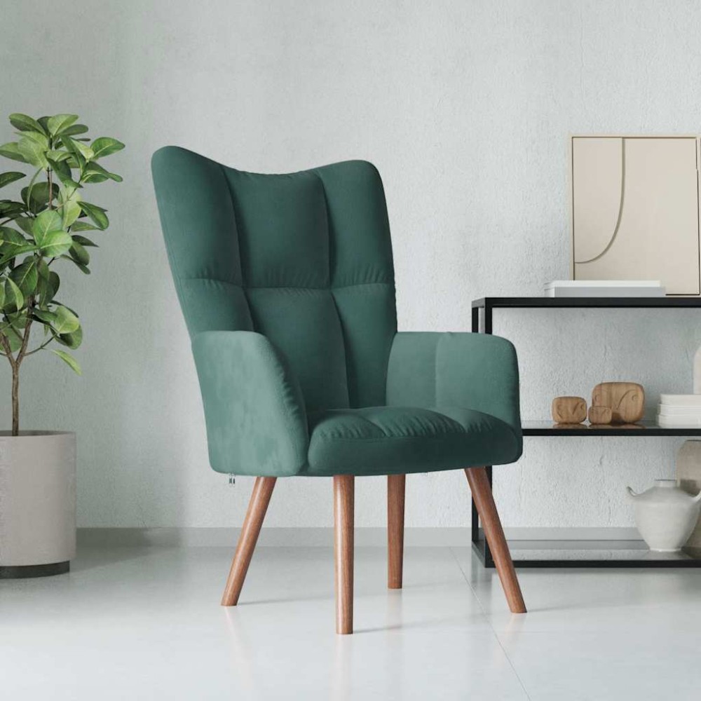 vidaXL Scaun de relaxare, verde închis, catifea