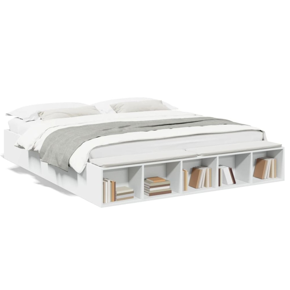 vidaXL Cadru de pat alb 180x200 cm din lemn prelucrat