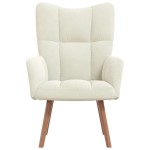 vidaXL Scaun de relaxare, alb crem, catifea