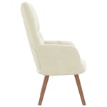 vidaXL Scaun de relaxare, alb crem, catifea