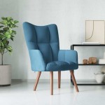 vidaXL Scaun de relaxare, albastru, catifea vidaXL Scaun de relaxare, albastru, catifea