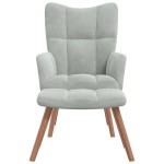 vidaXL Scaun de relaxare cu taburet, gri deschis, catifea vidaXL Scaun de relaxare cu taburet, gri deschis, catifea
