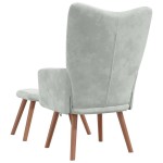 vidaXL Scaun de relaxare cu taburet, gri deschis, catifea vidaXL Scaun de relaxare cu taburet, gri deschis, catifea