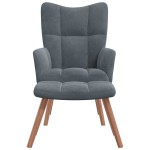 vidaXL Scaun de relaxare cu taburet, gri închis, catifea vidaXL Scaun de relaxare cu taburet, gri închis, catifea