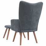vidaXL Scaun de relaxare cu taburet, gri închis, catifea vidaXL Scaun de relaxare cu taburet, gri închis, catifea