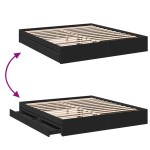 vidaXL Cadru de pat cu sertare negru 200x200 cm lemn prelucrat