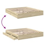 vidaXL Cadru de pat cu sertare stejar sonoma 200x200 cm lemn prelucrat