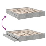 vidaXL Cadru de pat cu sertare gri beton 200x200 cm lemn prelucrat