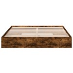 vidaXL Cadru de pat cu sertare stejar fumuriu 200x200cm lemn prelucrat
