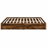 vidaXL Cadru de pat cu sertare stejar fumuriu 200x200cm lemn prelucrat