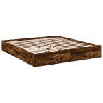 vidaXL Cadru de pat cu sertare stejar fumuriu 200x200cm lemn prelucrat