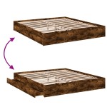 vidaXL Cadru de pat cu sertare stejar fumuriu 200x200cm lemn prelucrat