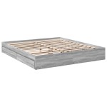 vidaXL Cadru de pat cu sertare gri sonoma 200x200 cm lemn prelucrat
