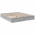 vidaXL Cadru de pat cu sertare gri sonoma 200x200 cm lemn prelucrat