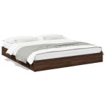 vidaXL Cadru de pat cu sertare stejar maro 200x200 cm lemn prelucrat