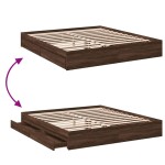 vidaXL Cadru de pat cu sertare stejar maro 200x200 cm lemn prelucrat