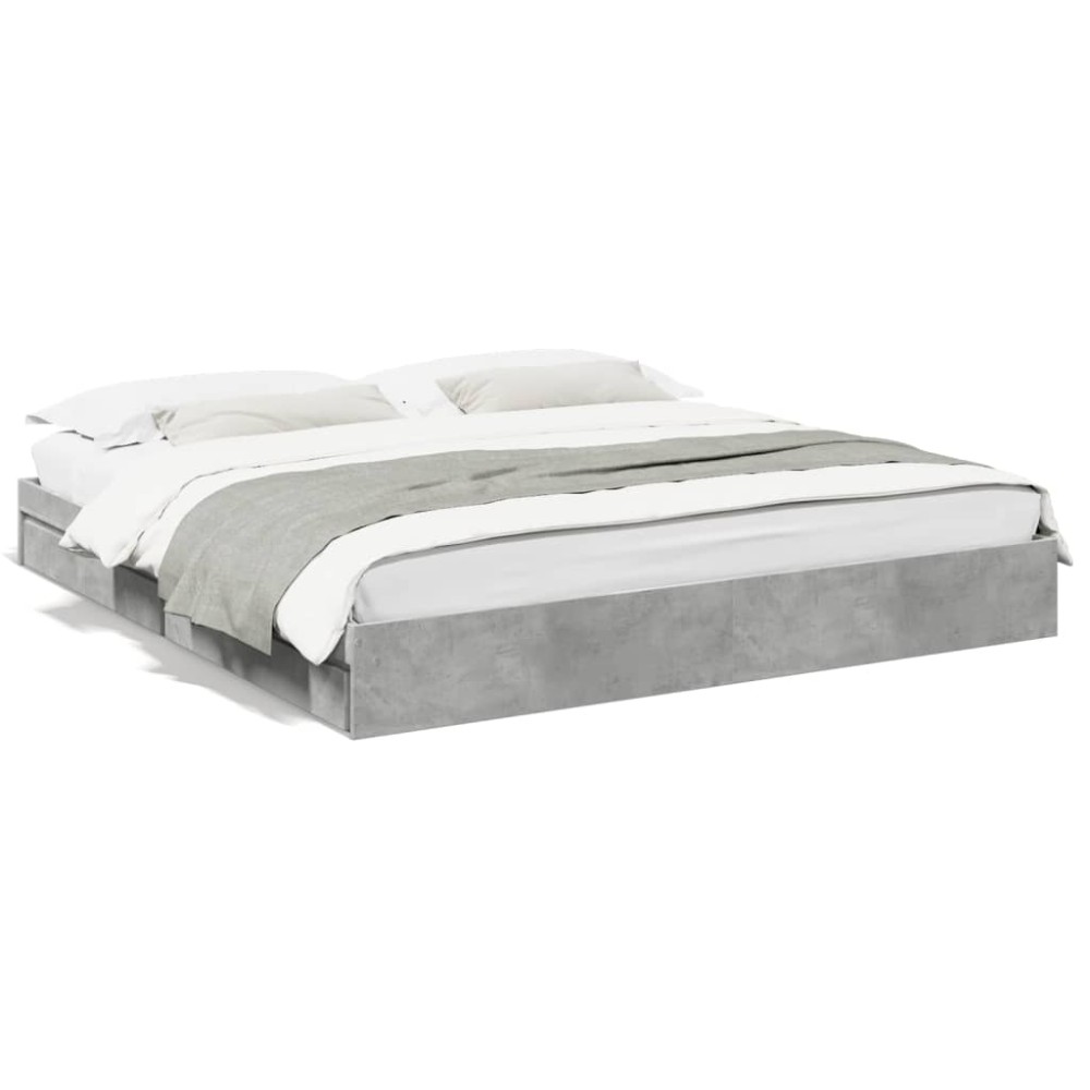 vidaXL Cadru de pat cu sertare, gri beton, 180x200 cm, lemn prelucrat