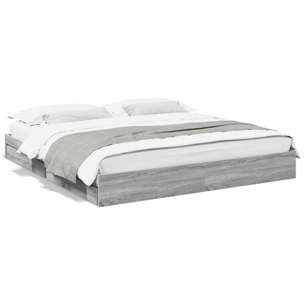 vidaXL Cadru de pat cu sertare gri sonoma 180x200 cm lemn prelucrat