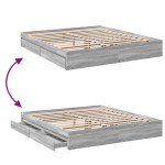 vidaXL Cadru de pat cu sertare gri sonoma 180x200 cm lemn prelucrat