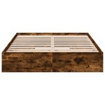 vidaXL Cadru de pat cu sertare stejar fumuriu 160x200cm lemn prelucrat