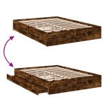 vidaXL Cadru de pat cu sertare stejar fumuriu 160x200cm lemn prelucrat