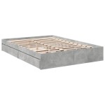 vidaXL Cadru de pat cu sertare, gri beton, 150x200 cm, lemn prelucrat vidaXL Cadru de pat cu sertare, gri beton, 150x200 cm, lemn prelucrat