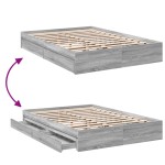 vidaXL Cadru de pat cu sertare gri sonoma 150x200 cm lemn prelucrat
