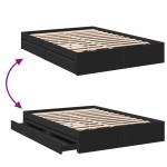 vidaXL Cadru de pat cu sertare, negru, 140x200 cm, lemn prelucrat