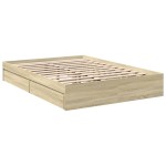 vidaXL Cadru de pat cu sertare stejar sonoma 140x200 cm lemn prelucrat vidaXL Cadru de pat cu sertare stejar sonoma 140x200 cm lemn prelucrat