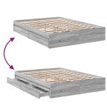vidaXL Cadru de pat cu sertare gri sonoma 140x200 cm lemn prelucrat