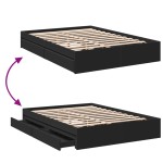 vidaXL Cadru de pat cu sertare, negru, 120x200 cm, lemn prelucrat vidaXL Cadru de pat cu sertare, negru, 120x200 cm, lemn prelucrat