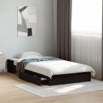 vidaXL Cadru de pat cu sertare, negru, 100x200 cm, lemn prelucrat vidaXL Cadru de pat cu sertare, negru, 100x200 cm, lemn prelucrat