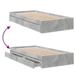 vidaXL Cadru de pat cu sertare, gri beton, 100x200 cm, lemn prelucrat vidaXL Cadru de pat cu sertare, gri beton, 100x200 cm, lemn prelucrat