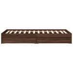 vidaXL Cadru de pat cu sertare, stejar maro, 100x200 cm lemn prelucrat