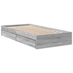 vidaXL Cadru de pat cu sertare gri sonoma 90x200 cm lemn prelucrat