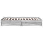 vidaXL Cadru de pat cu sertare gri sonoma 90x200 cm lemn prelucrat