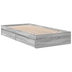 vidaXL Cadru de pat cu sertare gri sonoma 90x200 cm lemn prelucrat