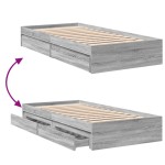 vidaXL Cadru de pat cu sertare gri sonoma 90x200 cm lemn prelucrat