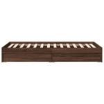 vidaXL Cadru de pat cu sertare, stejar maro, 90x200 cm lemn prelucrat vidaXL Cadru de pat cu sertare, stejar maro, 90x200 cm lemn prelucrat