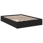 vidaXL Cadru de pat cu sertare, negru, 140x190 cm, lemn prelucrat
