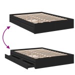 vidaXL Cadru de pat cu sertare, negru, 140x190 cm, lemn prelucrat