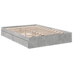 vidaXL Cadru de pat cu sertare, gri beton, 140x190 cm, lemn prelucrat vidaXL Cadru de pat cu sertare, gri beton, 140x190 cm, lemn prelucrat