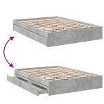 vidaXL Cadru de pat cu sertare, gri beton, 140x190 cm, lemn prelucrat vidaXL Cadru de pat cu sertare, gri beton, 140x190 cm, lemn prelucrat