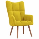 vidaXL Scaun de relaxare cu taburet, galben muștar, catifea vidaXL Scaun de relaxare cu taburet, galben muștar, catifea