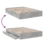 vidaXL Cadru de pat cu sertare, gri beton, 135x190 cm, lemn prelucrat vidaXL Cadru de pat cu sertare, gri beton, 135x190 cm, lemn prelucrat