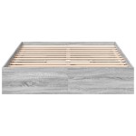 vidaXL Cadru de pat cu sertare, gri sonoma, 135x190 cm, lemn prelucrat vidaXL Cadru de pat cu sertare, gri sonoma, 135x190 cm, lemn prelucrat