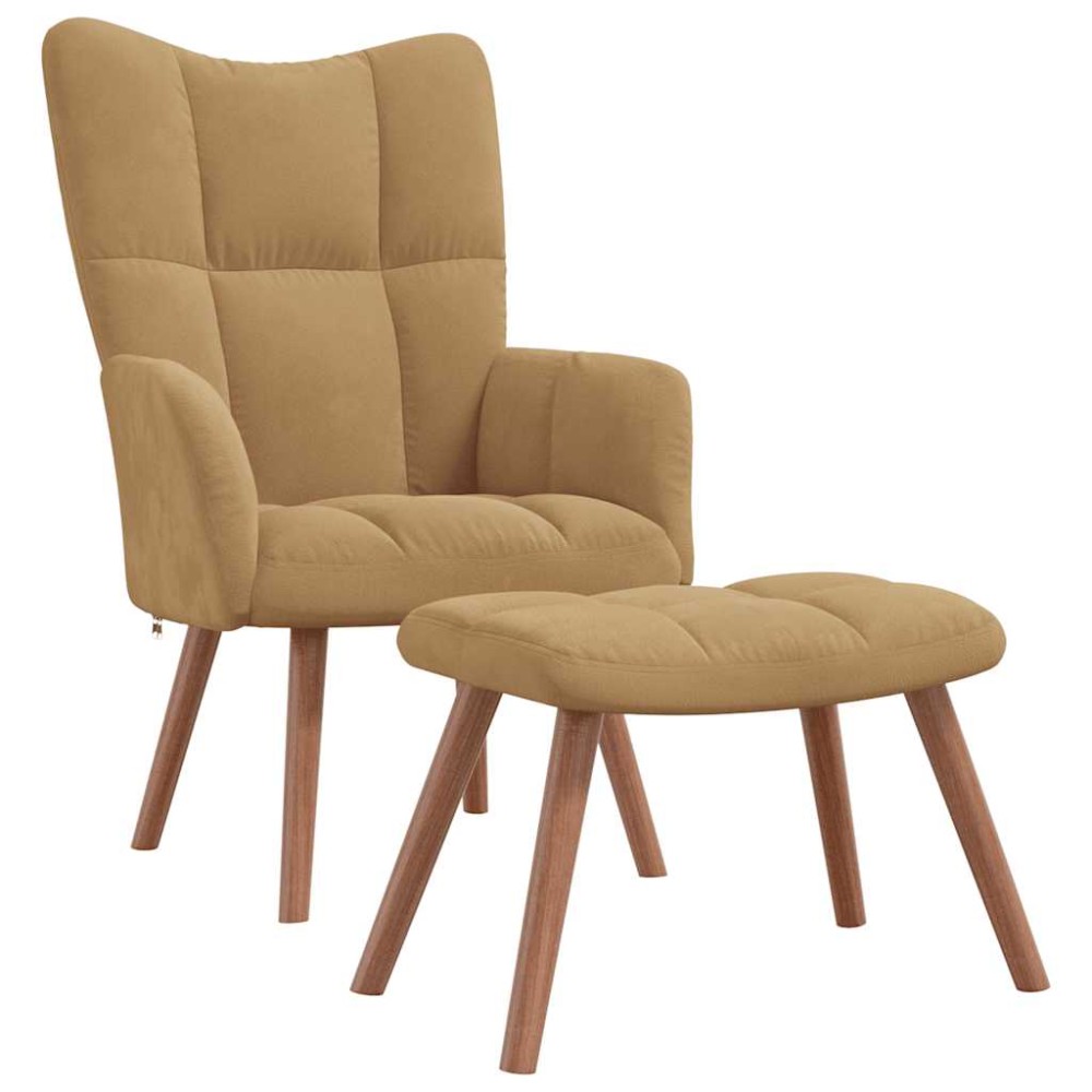 vidaXL Scaun de relaxare cu taburet, maro, catifea