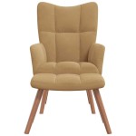 vidaXL Scaun de relaxare cu taburet, maro, catifea vidaXL Scaun de relaxare cu taburet, maro, catifea